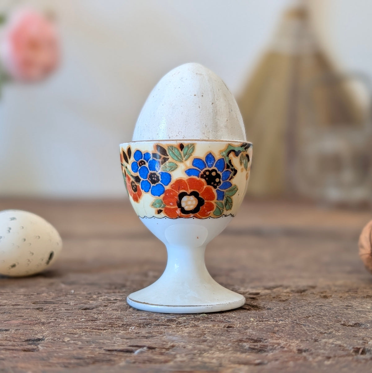 Pair of Mismatched Vintage Floral Egg Cups