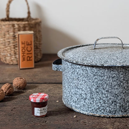 Speckled Enamel Lidded Casserole Pot
