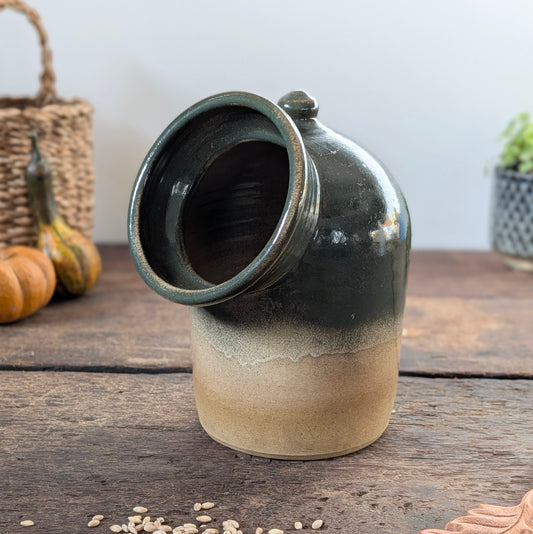 Studio Pottery Green Ombre Salt Pig