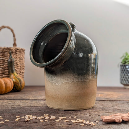 Studio Pottery Green Ombre Salt Pig