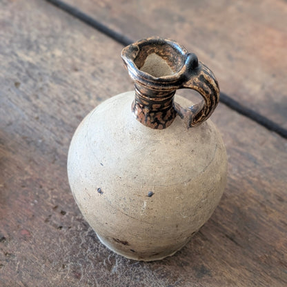 Small French Stoneware Jug with Dark Glazed Neck