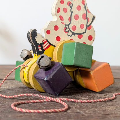 1940s/1950s Pull Along Bell Clown Toy