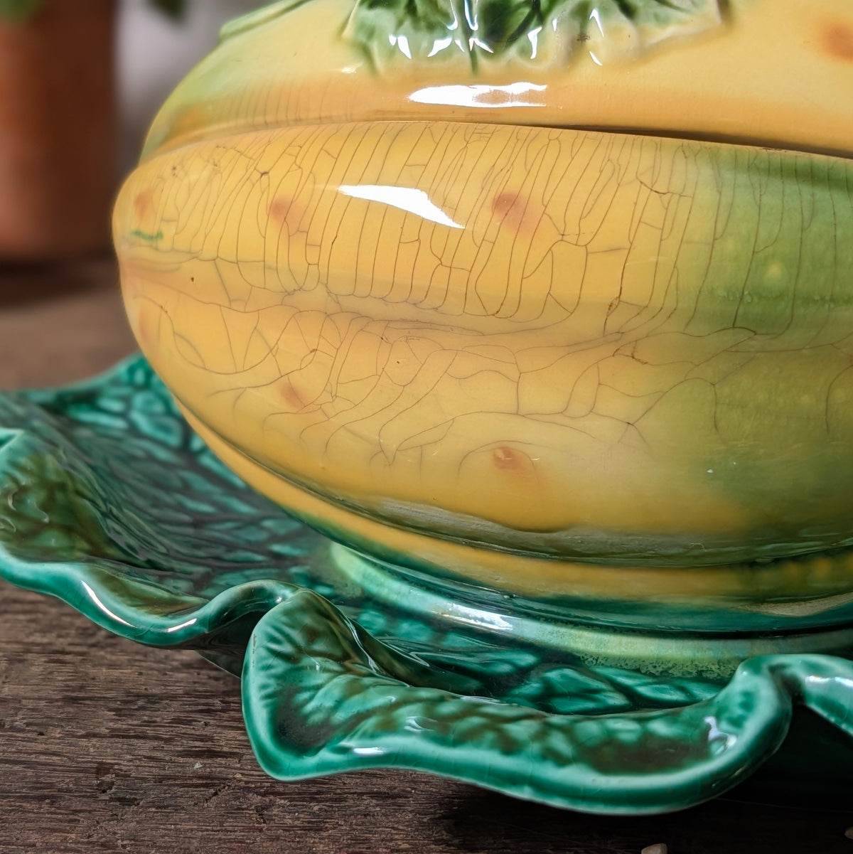 Sarreguemines Majolica Melon Soup Tureen