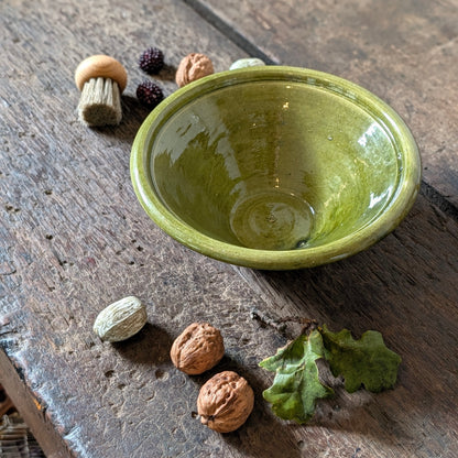 Olive Green Glazed Pottery Bowl