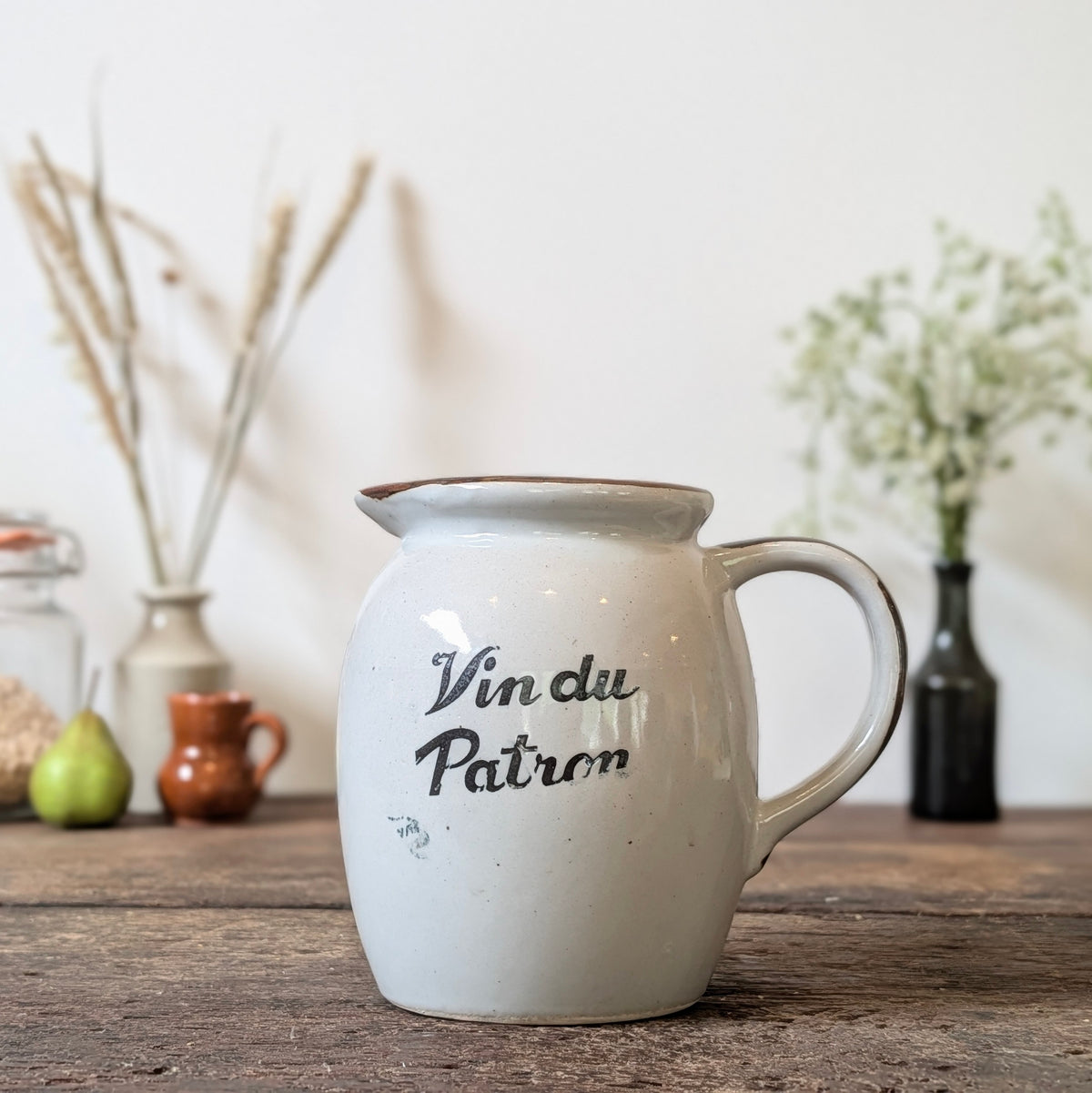 French Vin du Patron Earthenware Serving Jug