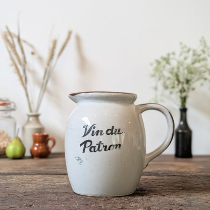 French Vin du Patron Earthenware Serving Jug
