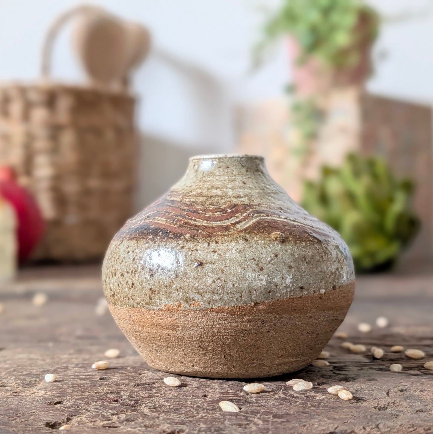 Small Brown Studio Pottery Vase
