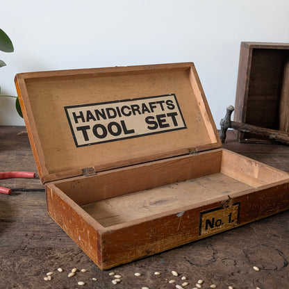 Wooden Vintage Handicraft Tool Set Box