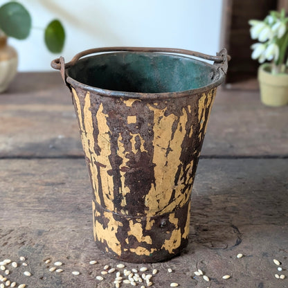Painted Indian Metal Bucket/Planter