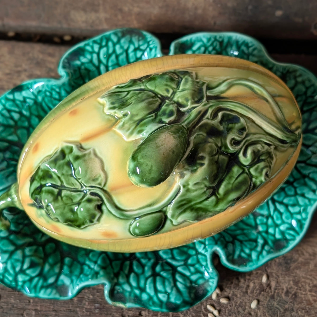 Sarreguemines Majolica Melon Soup Tureen