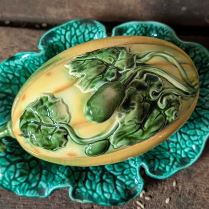 Sarreguemines Majolica Melon Soup Tureen