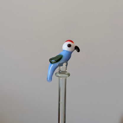 Set of Hand-Blown Glass Animal Cocktail Swizzle Sticks, Murano Style