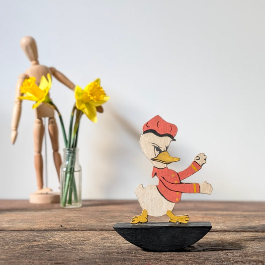 Small Wooden Donald Duck Wobble Figurine
