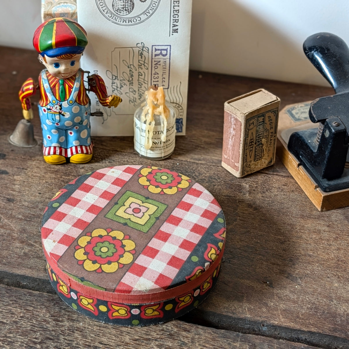 Colourful French Vintage Round Floral Tin