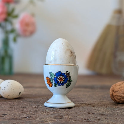 Pair of Mismatched Vintage Floral Egg Cups