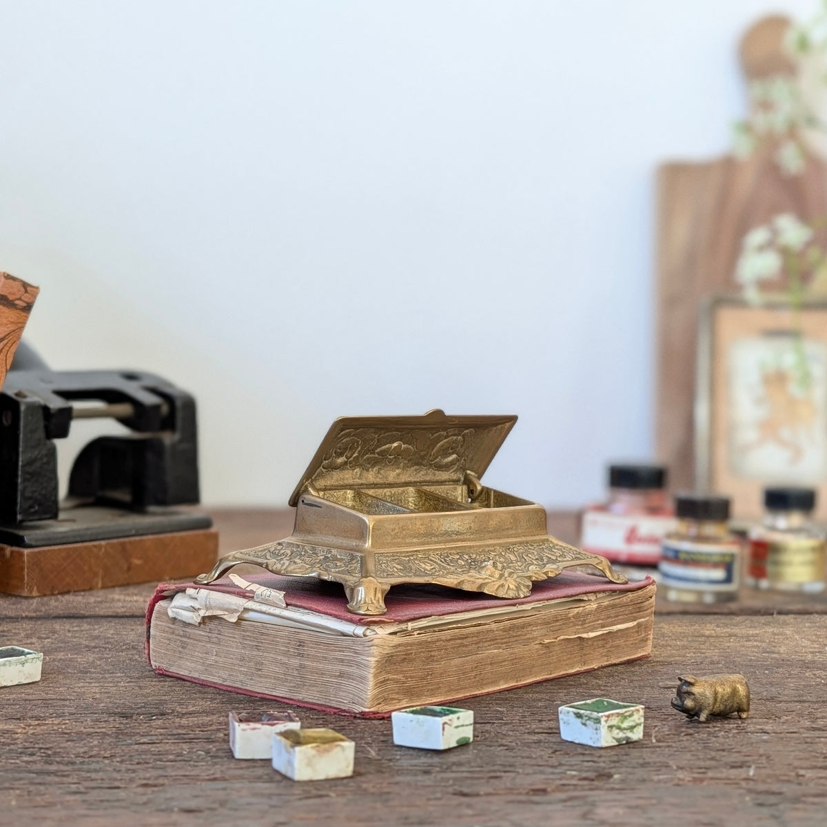 Ornate Brass Stamp Box