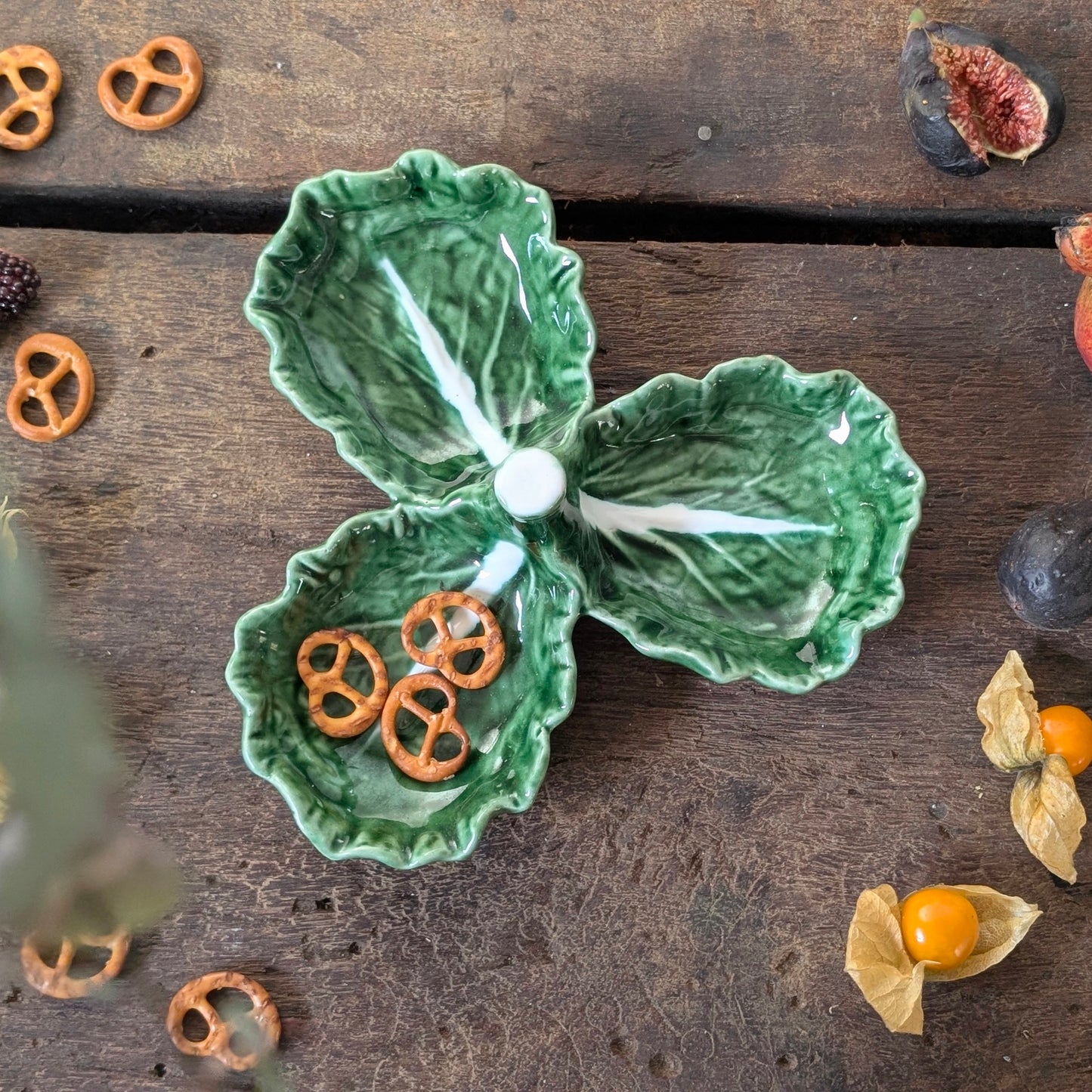 Portuguese Cabbage Leaf Trio Dip Dish