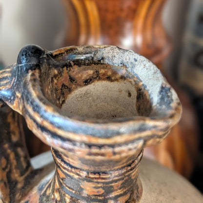 Small French Stoneware Jug with Dark Glazed Neck