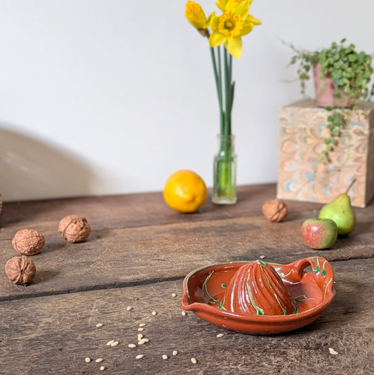 Terracotta Ceramic Glazed Lemon Squeezer