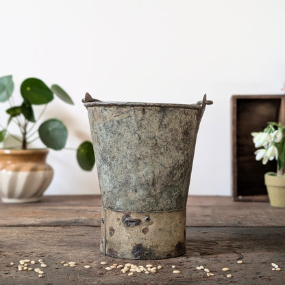 Painted Indian Metal Bucket/Planter