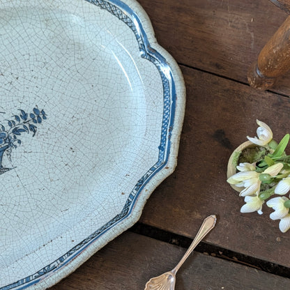 18th Century Rouen Faïence Blue and White Serving Platter