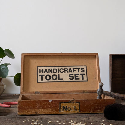 Wooden Vintage Handicraft Tool Set Box