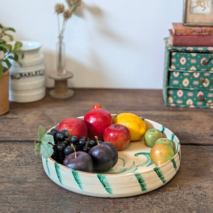 Studio Pottery Hand-Painted Bird Motif Fruit Bowl