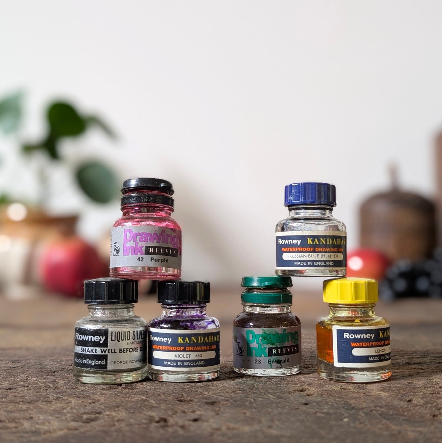 Set of Vintage Rowney Ink Bottles