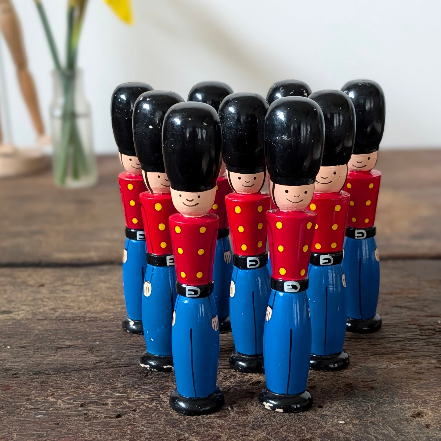Vintage Wooden Soldier Skittles Set (Small)