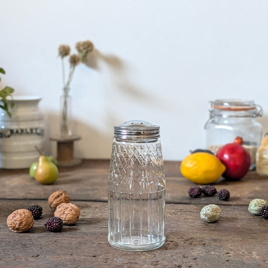 Vintage Ribbed Glass Sugar Shaker