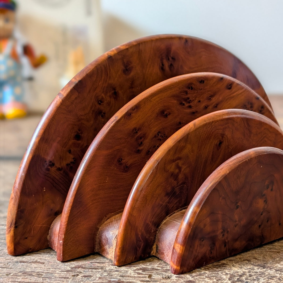 Burr Wood Art Deco Letter Holder A