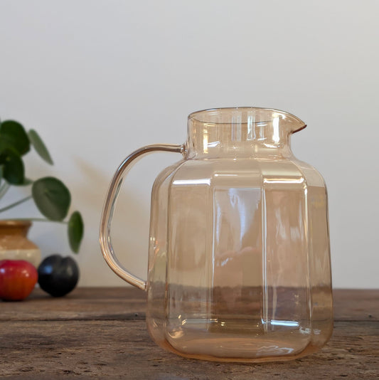 Pearlescent Orange-Tinted Glass Pitcher