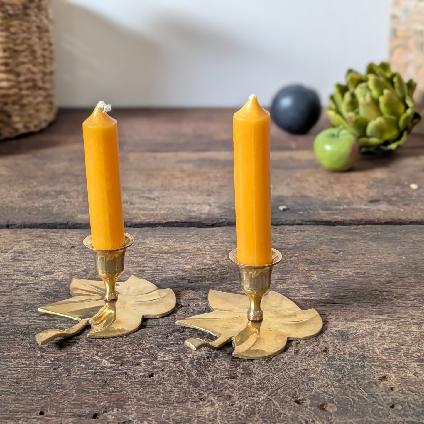Indian Brass Leaf Candleholders