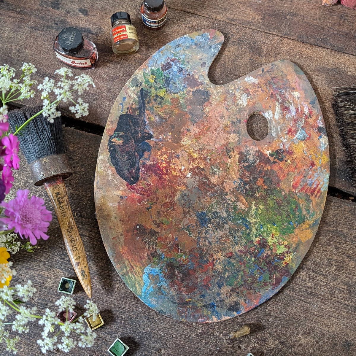 Vintage Artist’s Wooden Paint Palette