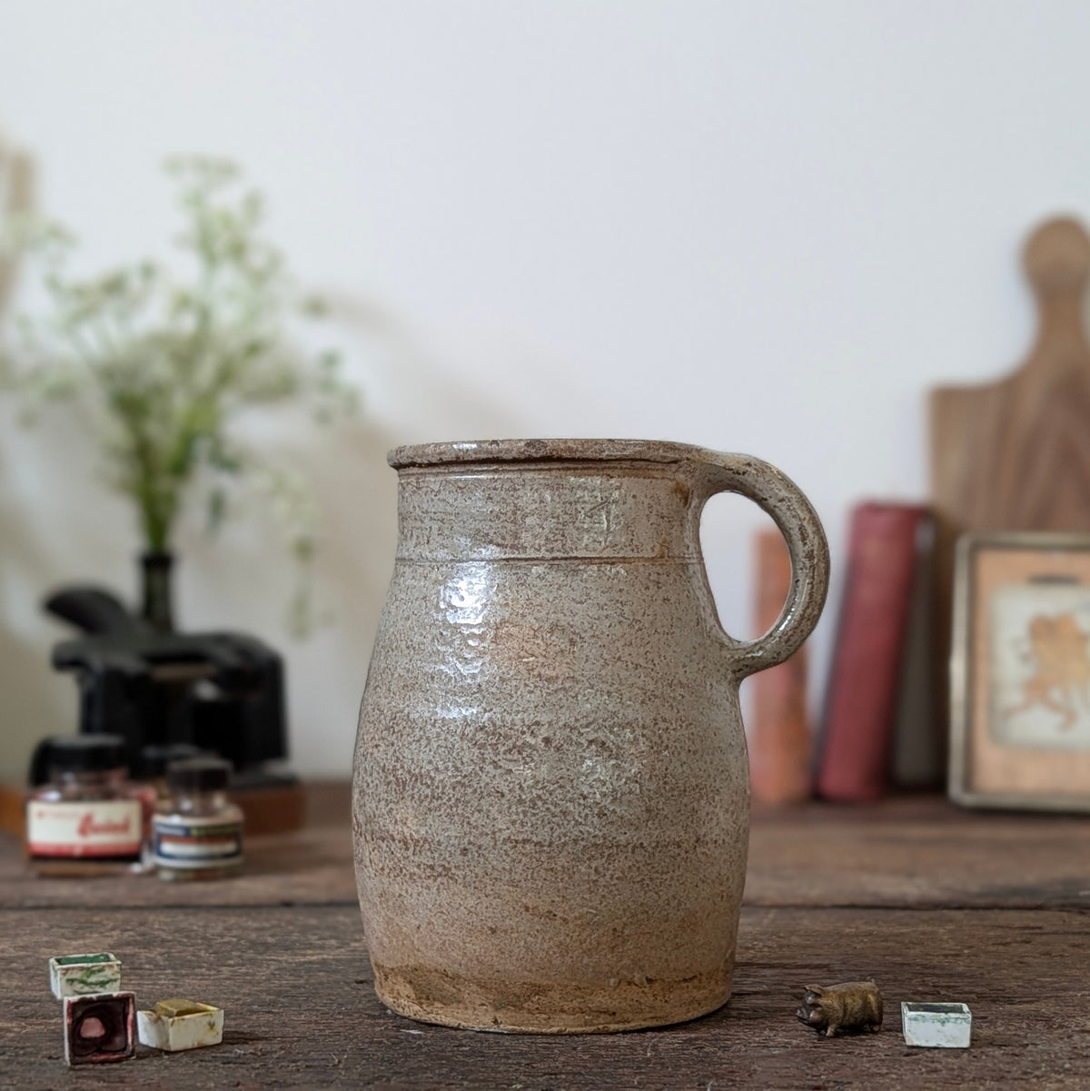 French Salt-Glazed Stoneware Jug