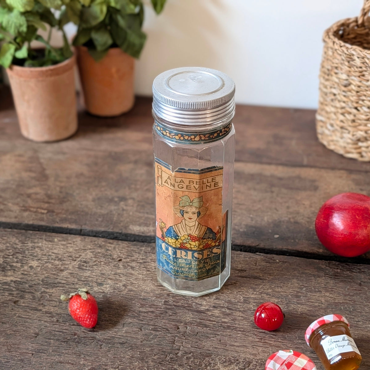 French “Cerises à l’Eau de Vie” Glass Storage Jar