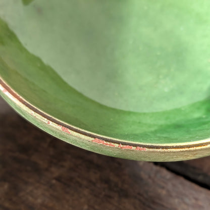 French Green Glazed Terracotta Colander and Bowl Set