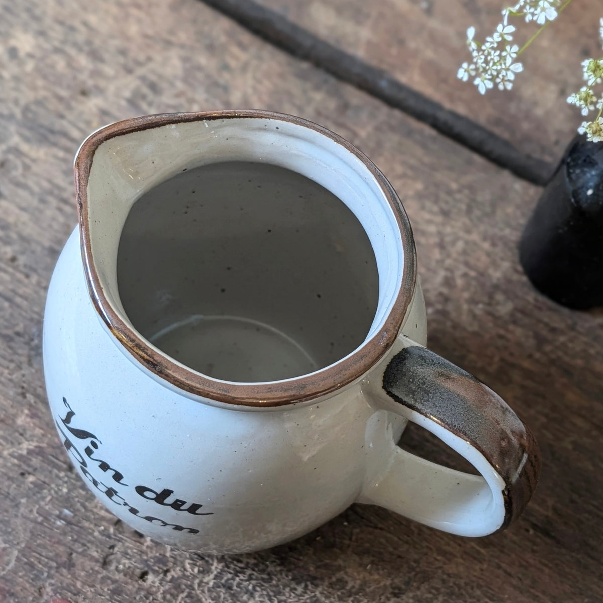 French Vin du Patron Earthenware Serving Jug