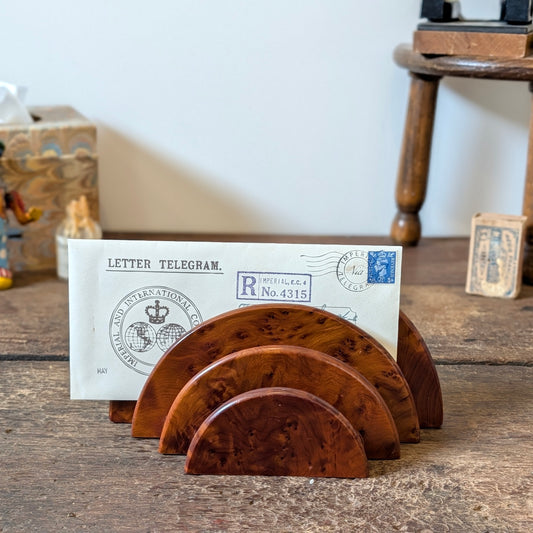 Burr Wood Art Deco Letter Holder A