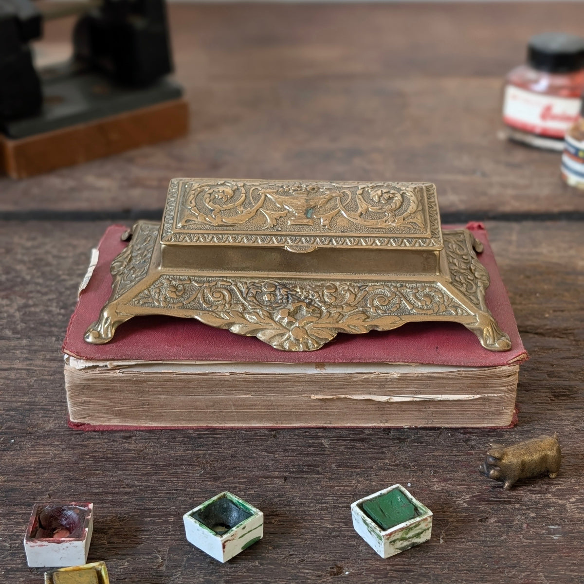 Ornate Brass Stamp Box