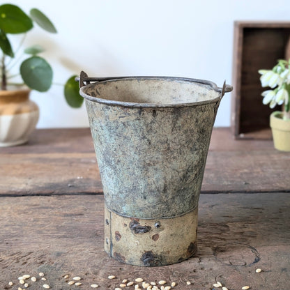 Painted Indian Metal Bucket/Planter