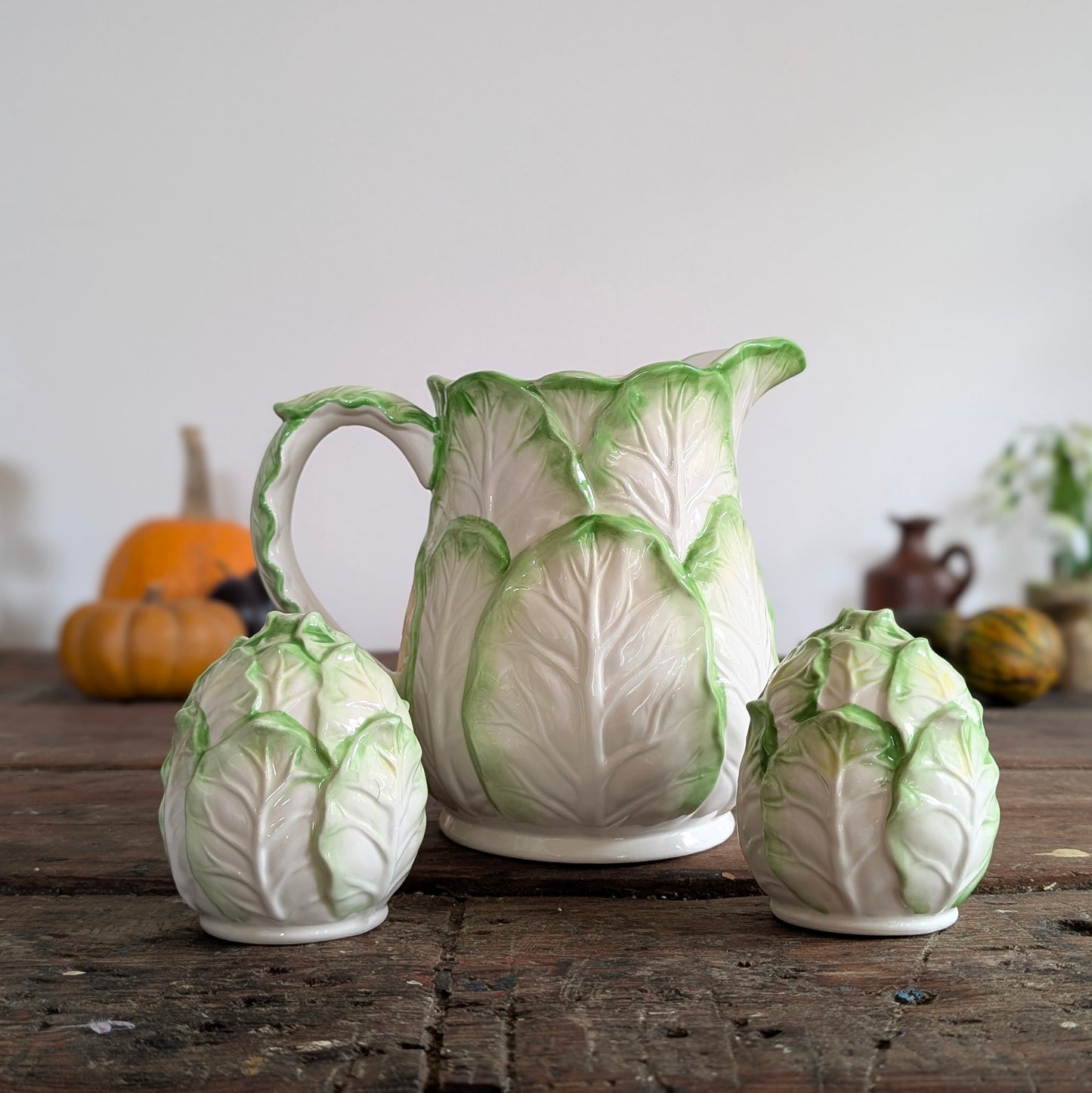 Japanese Napa Cabbage Leaf Jug + Salt & Pepper Set