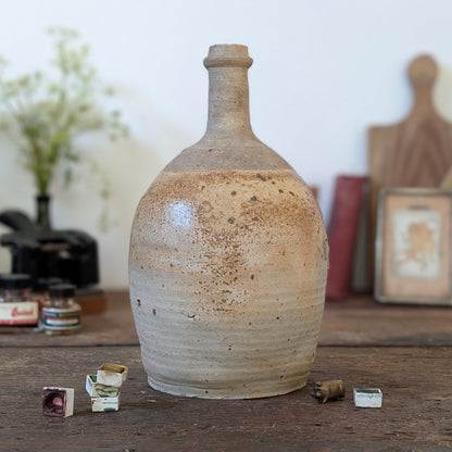 Two Tone French Vintage Stoneware Bottle