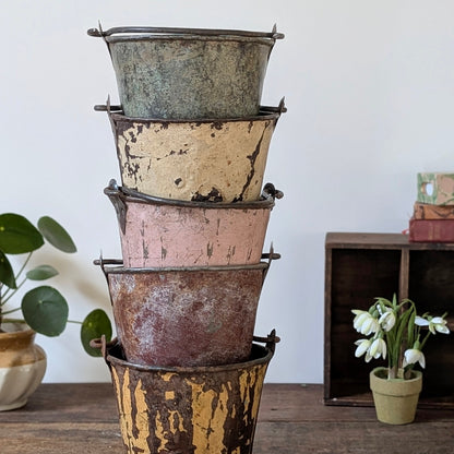 Painted Indian Metal Bucket/Planter