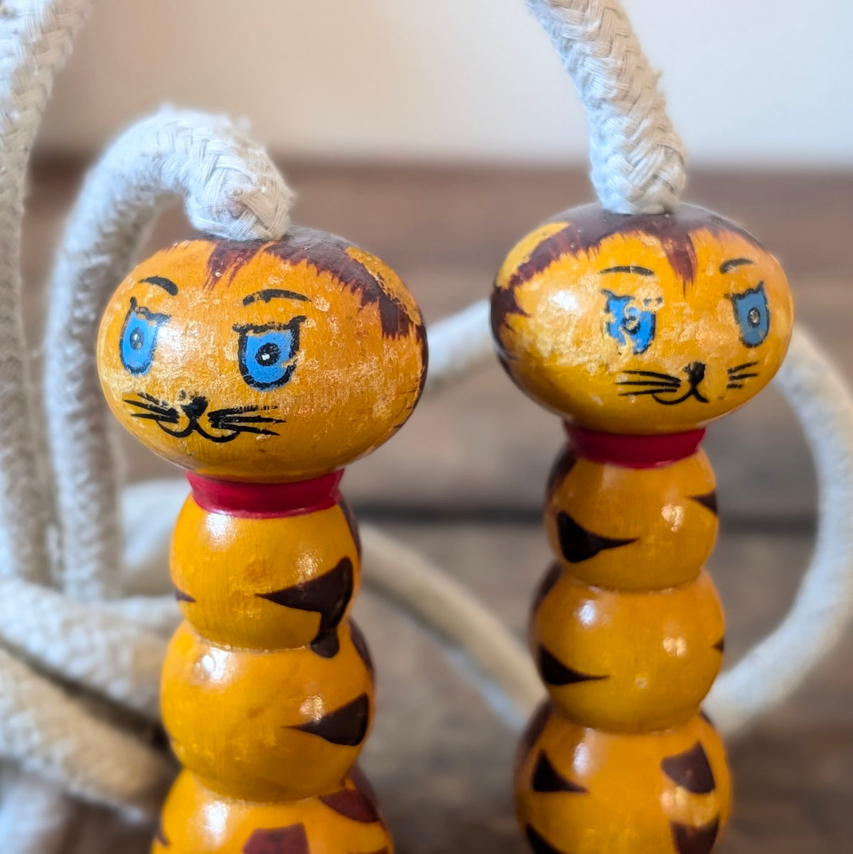 Vintage Wooden Tiger Skipping Rope