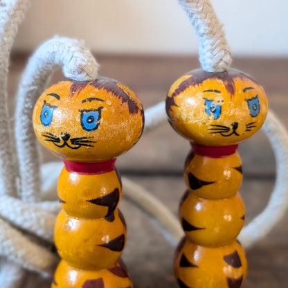 Vintage Wooden Tiger Skipping Rope