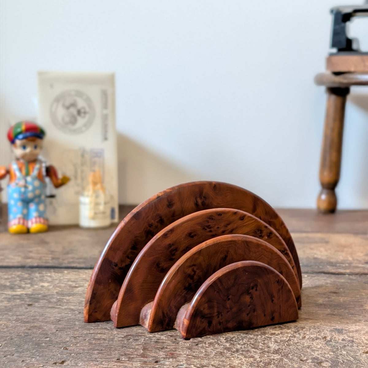 Burr Wood Art Deco Letter Holder A