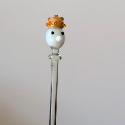 Set of Hand-Blown Glass Animal Cocktail Swizzle Sticks, Murano Style