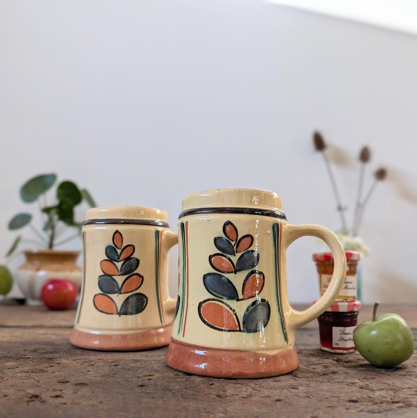 Pair of Hungarian Folk Art Tankards