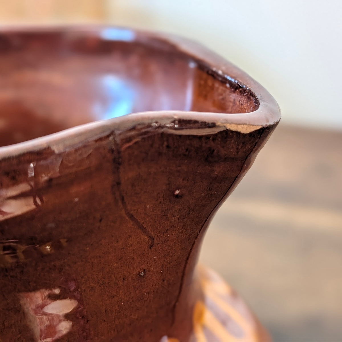 Brown Glazed French Earthenware Jug